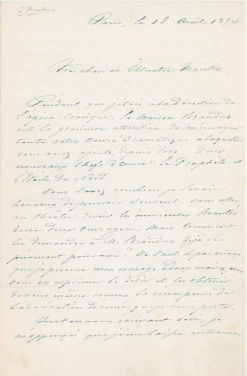 Barret, Apollon - Autograph Letter to Massenet Signed