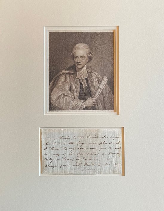 BURNEY - PERIOD NOTE & PORTRAIT - Ensemble with Period Note about