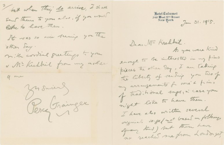 Grainger, Percy - Autograph Letter Signed