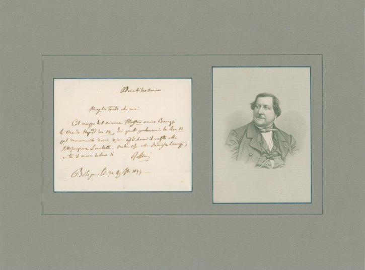 Rossini, Gioacchino - Ensemble with Portrait and Autograph Letter Signed