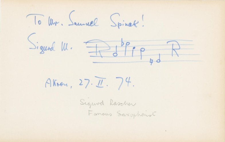 SAXOPHONE - SIGURD RASCHER - Rascher, Sigurd - Autograph Musical