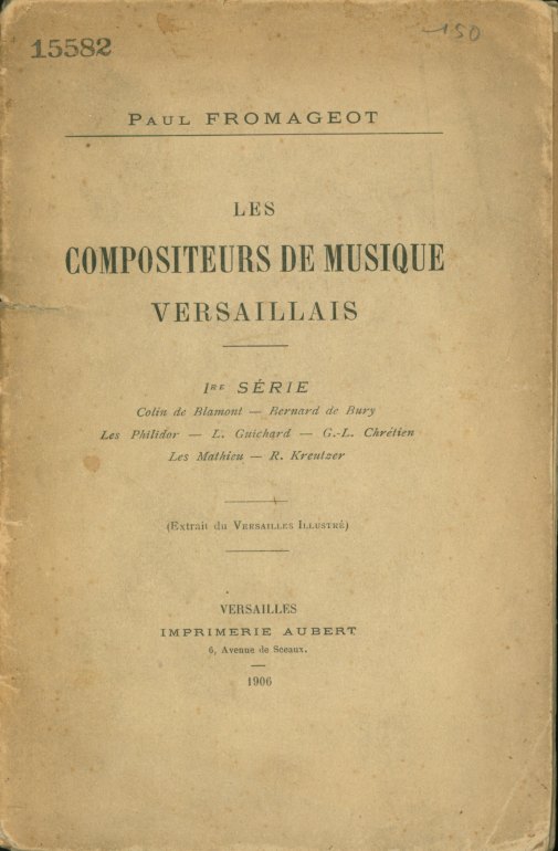 Fromageot, Paul - Les Compositeurs de Musique Versaillais, 1re Série