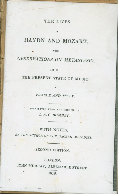 HAYDN & MOZART - The Lives of Haydn and Mozart, with Observations on