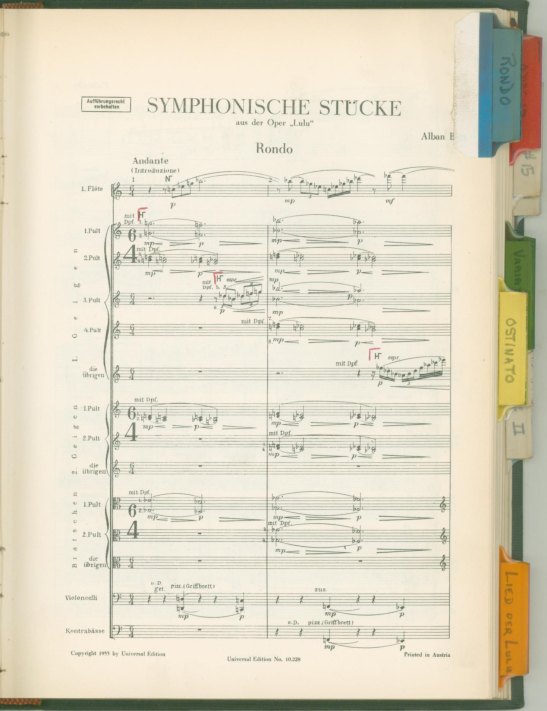 Berg, Alban - Symphonische Stücke aus der Oper "Lulu". Studienpartitur.