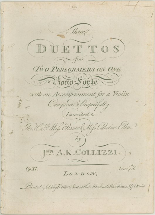 Collizzi, Johann Andreas - Three Duettos for Two Performers on One