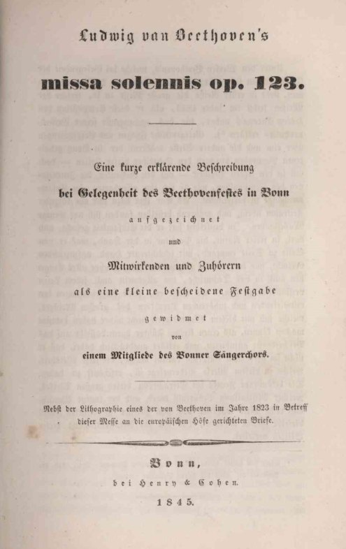BEETHOVEN'S MISSA SOLENMIS - Heimsoeth, Friedrich - Ludwig van
