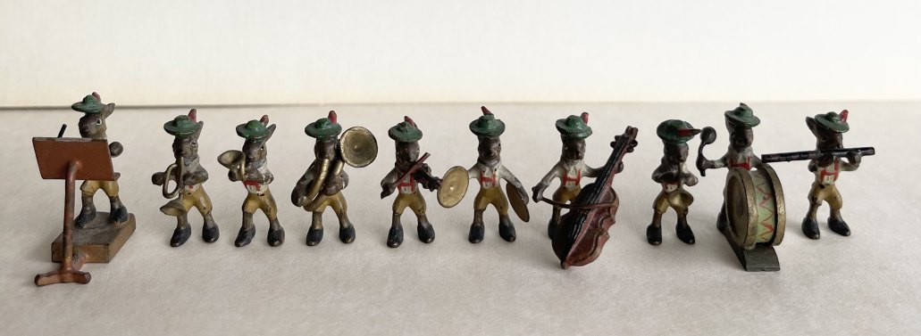 VIENNESE RABBIT ORCHESTRA - Ten-Piece Miniature Bronze Band
