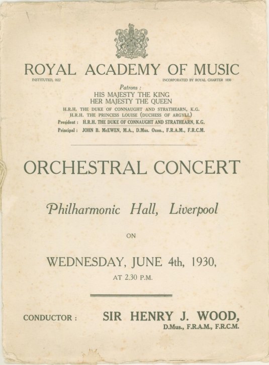 Wood, Henry Joseph - Program Signed "Henry Wood".