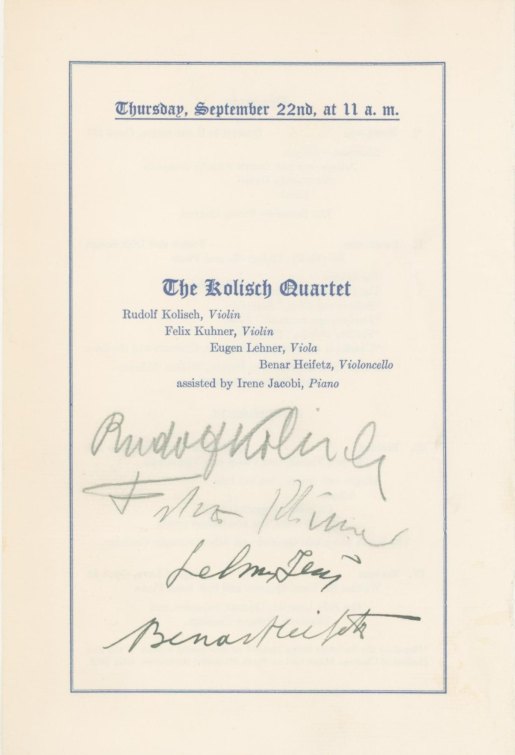 Kolisch Quartet - Signatures of the Kolisch Quartet.