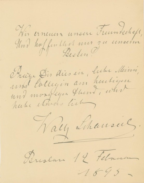 Schauseil, Wally - Album Leaf with Sentiments Signed
